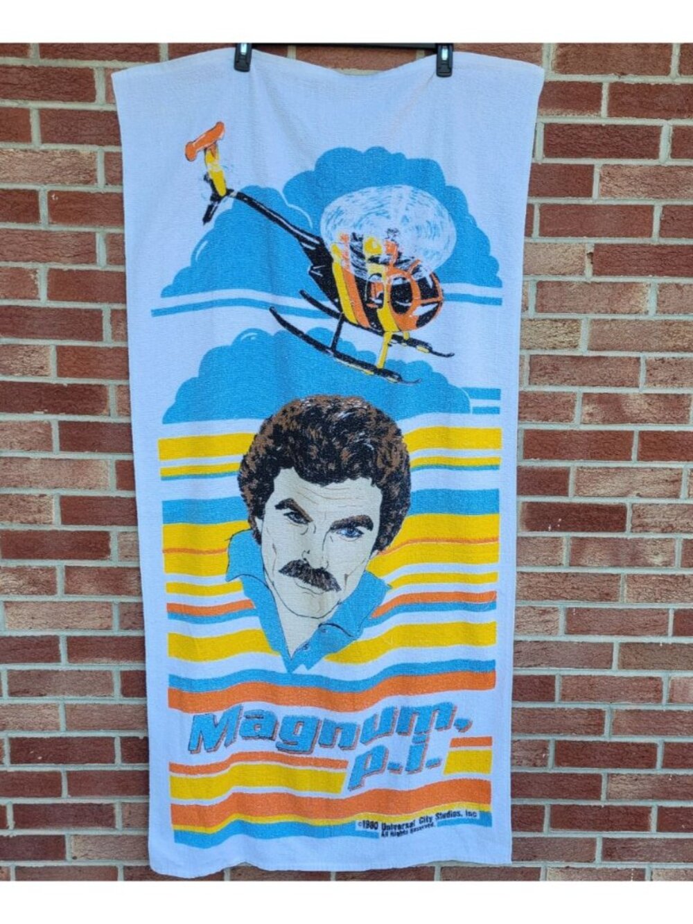 Vintage 1980 Magnum P.I. Beach Towel Tom Selleck Universal City Studios, Inc.